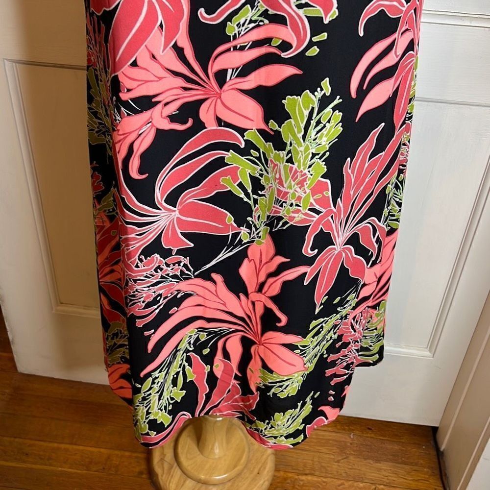 ❤️Vince Camuto Black & Pink Floral Flowy Short Sleeves Sheath Dress Womens Sz 12 - Picture 3 of 8